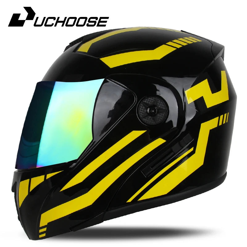 New Full Face Motorcycle Helmet – Racing Helmet with Double Sun Visor & Flip-Up Double Lens for Men & Women, DOT Certified