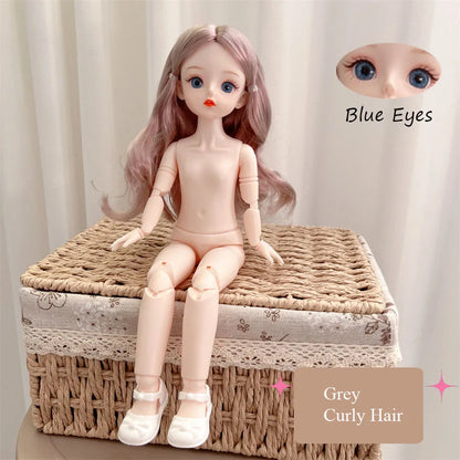 BJD 30cm Nude Doll – 1/6 Haploid Figure with Removable Joints & 3D Colorful Eyes, Birthday Gift for Girls