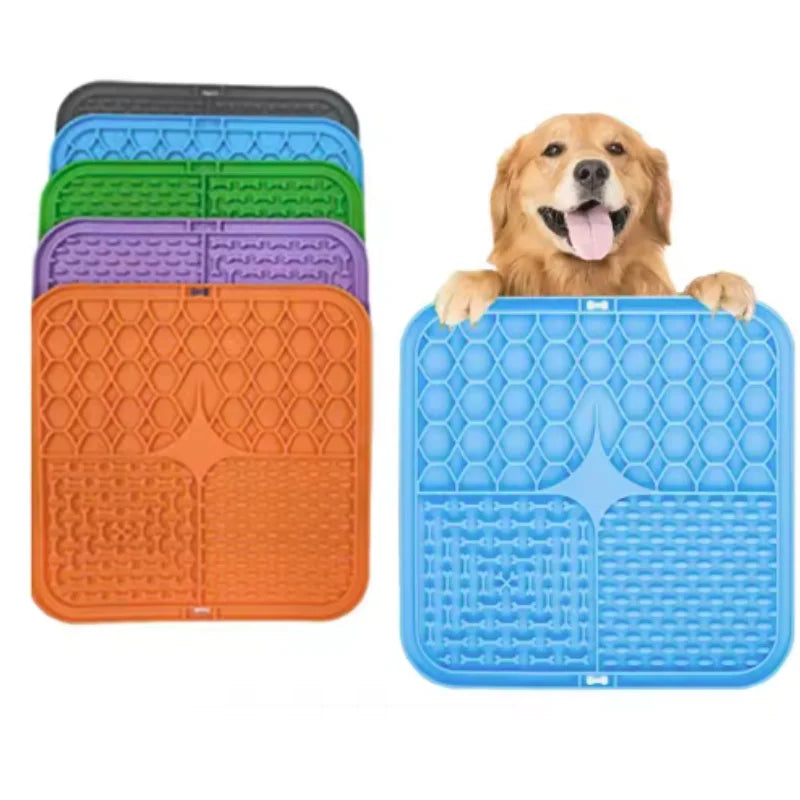 Pet Lick Silicone Mat for Dogs – Slow Feeder Plate, Dog Training Food Sucker, Bathing Distraction & Feeding Supplies