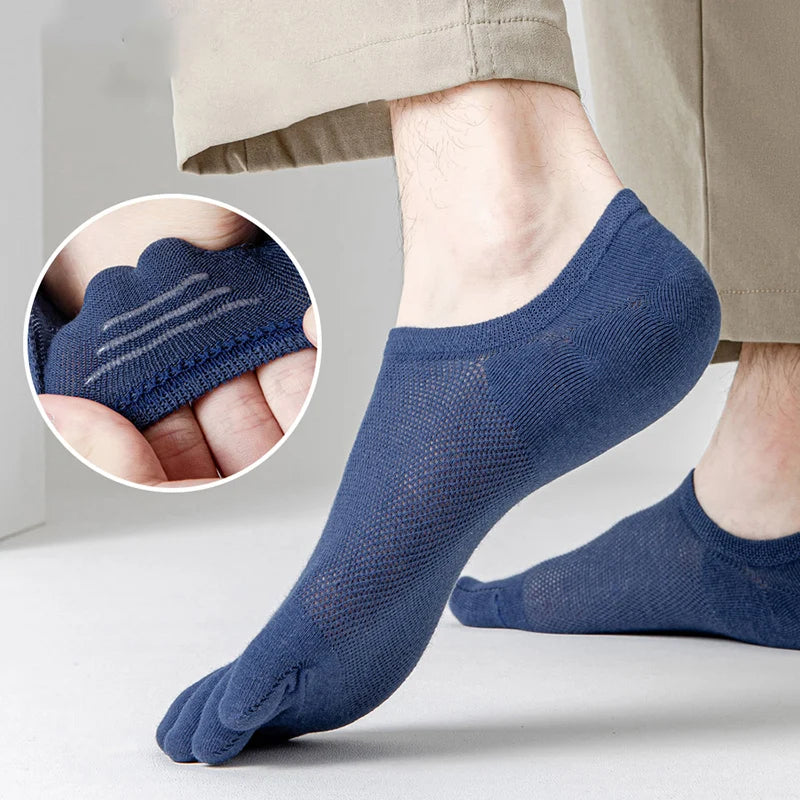 3 Pair Pack Men's Novelty Toe Socks - Breathable and Sweat-Absorbent Finger Boat Socks, High-Quality Casual Sox