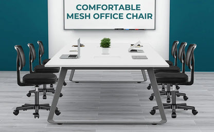 Mesh Armless Office Chair – Low Back with Lumbar Support, Adjustable Height, 360° Swivel & Wheels