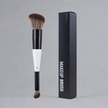 Dual-Ended Foundation Makeup Brush - F1 Blush, F2 Contour & F4 Powder Brush Set with Box