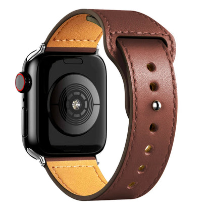 Leather Band for Apple Watch Ultra 2 – Compatible 49mm/45mm/44mm/41mm/40mm/38mm, Wrist Bracelet Strap for iWatch Series 3–9, SE, 4, 5, 6, 7, 8 & 9