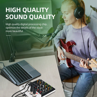 Debra V8 8-Channel Audio Mixer – Bluetooth & USB Mixer with 48V Phantom Power, Delay/Repeat Effects for PC Recording & Sound Console