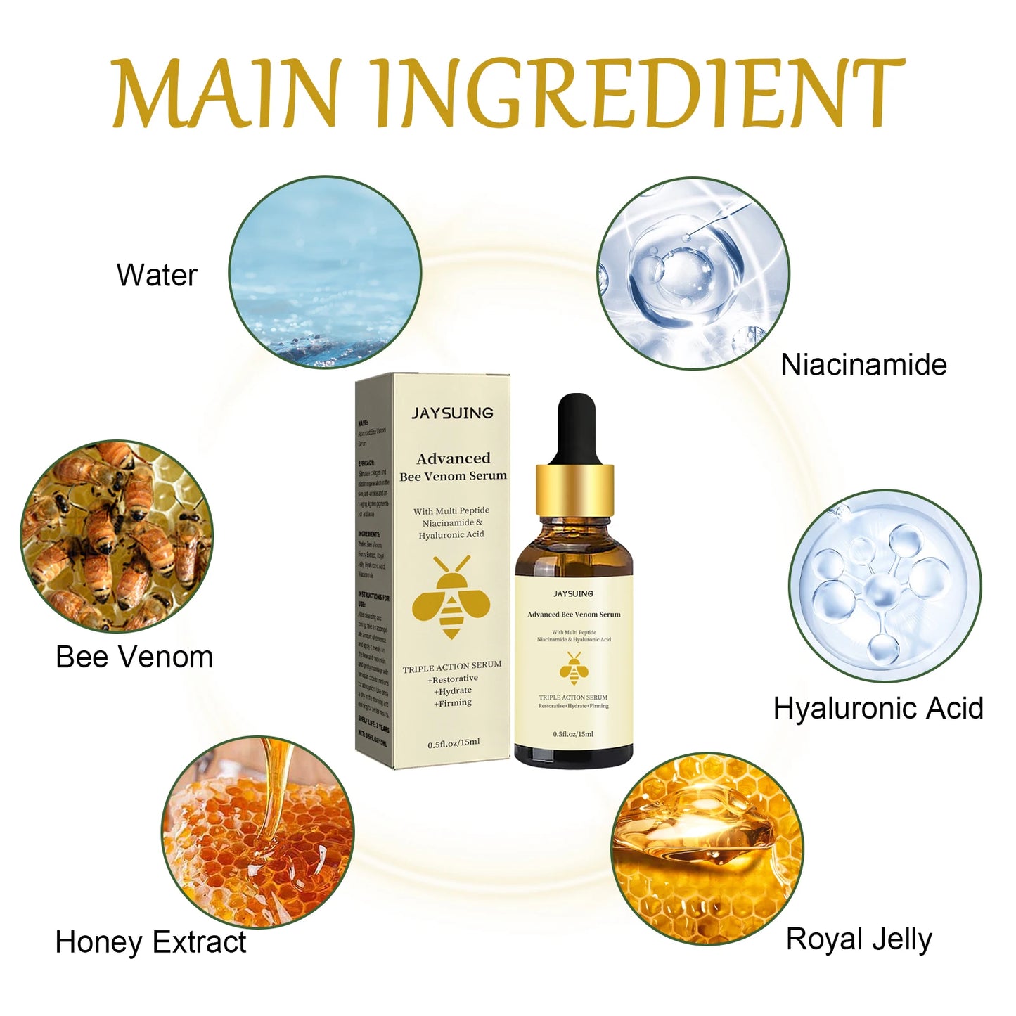 Advanced Bee Venom Serum – Tightening, Brightening & Moisturizing Facial Essence for Fine Lines