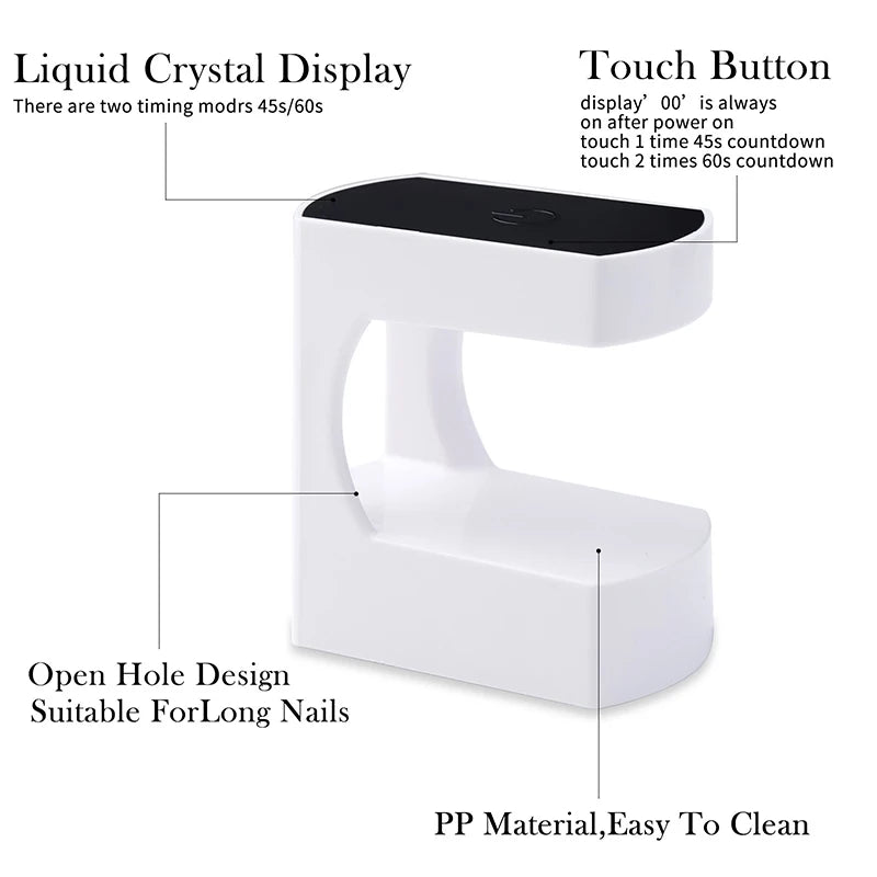 6-LED Mini Nail Drying Lamp - USB UV Gel Polish Curing Light for Manicure & Home or Travel Use