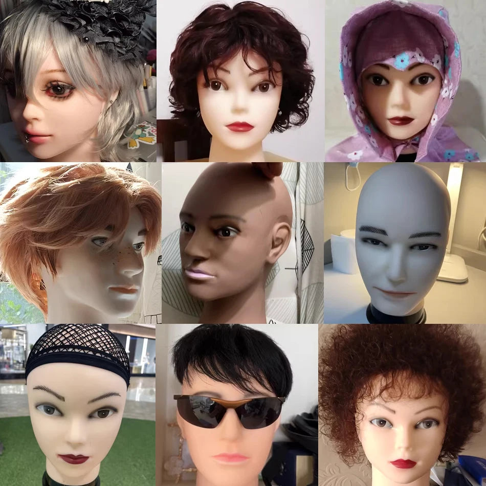 Mannequin Head Wig Stand — Adjustable Tripod Holder for Wig Making, Display, and Cosmetology Training