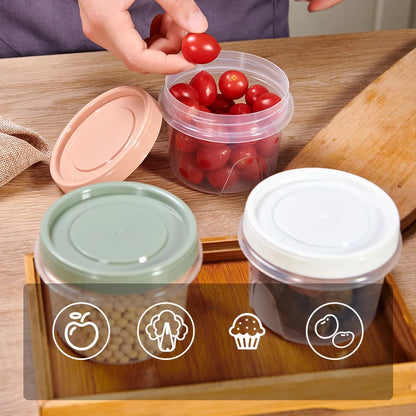 8Pcs 500ml Food Storage Containers - Round Sealed Fresh Keeping Boxes for Refrigerator, Fruits, Snacks & Microwave Heating