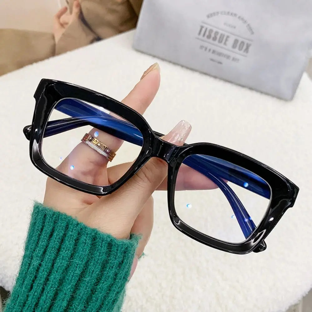 2024 Oversized Square Anti-Blue Light Glasses, Large Frame Myopia Transparent Eyeglasses