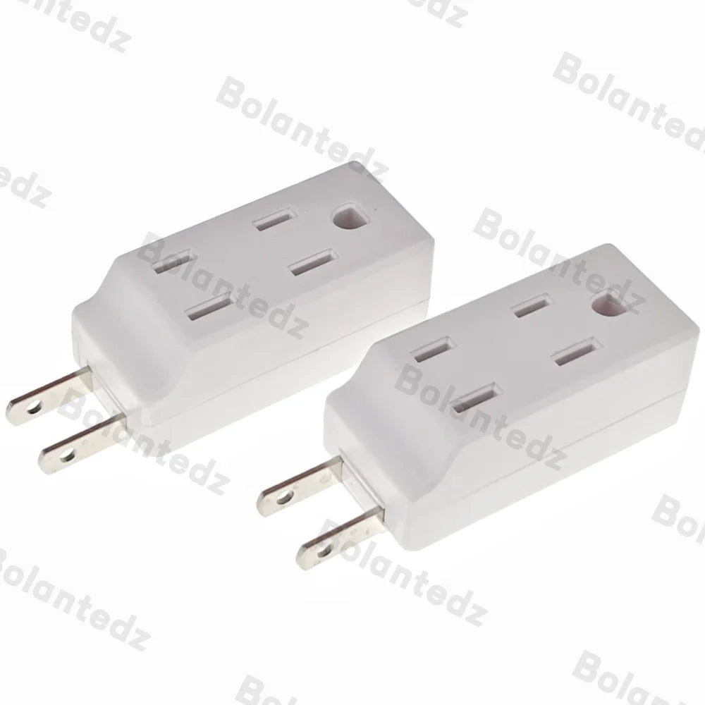 3-in-1 US Power Plug Adapter - NEMA 1-15R Two-Pin to Three-Pin Socket Converter for American Standard Plugs