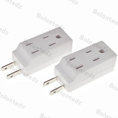 3-in-1 US Power Plug Adapter - NEMA 1-15R Two-Pin to Three-Pin Socket Converter for American Standard Plugs