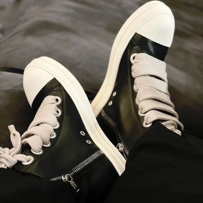 Owens 2025 Sneakers – Women & Men Casual Lace-Up Canvas High-Top Shoes with Thick Sole, Trendy Punk Style