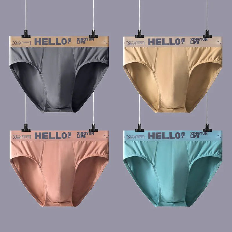 4-Pack Men's Cotton Briefs - Breathable Printed Underwear with Comfortable Fit & Stylish Design