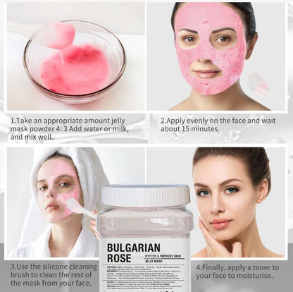 650g Arbutin Rose Jelly Mask Powder – DIY Hydrojelly Peel-Off Mask with Vitamin C, Hyaluronic Acid & 24K Gold for Skin Care