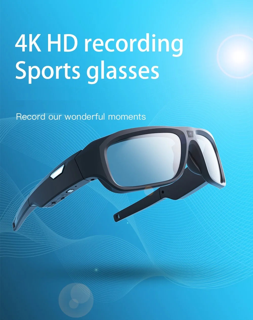 4K HD Smart Glasses Camera — Eyewear Camcorder for Driving, Cycling & Outdoor Video Recording