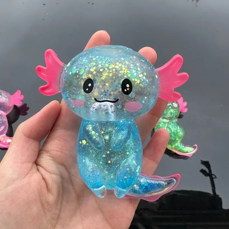 Colorful Axolotl Fidget Toy - Stretchy Squishy Maltose Salamander Squeeze Stress Relief Gift for Kids
