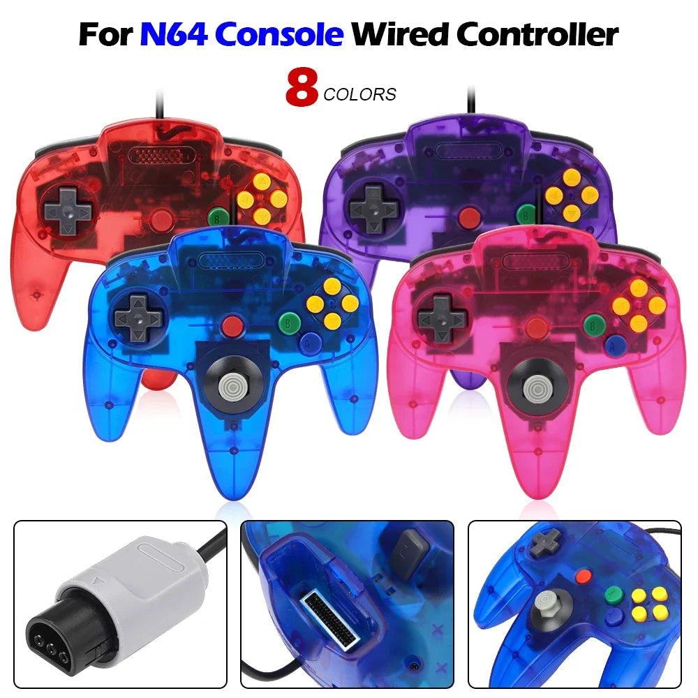 8 Color Wired Gamepad for N64 Console – Classic Joystick Controller, Retro Gamepad Accessories