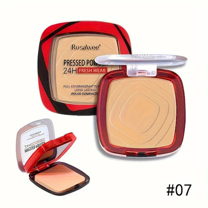 Full Coverage Pressed Powder Foundation with Puff – 24H Long Lasting Matte Oil Control Face Makeup for Smooth Flawless Finish