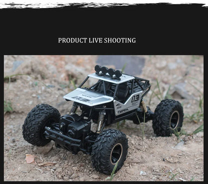 1:12/16 RC Off-Road Truck – 4WD Remote Control Car with Metal Shell & LED Lights for Kids