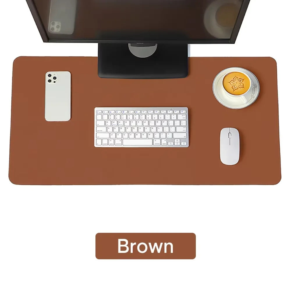 Large PU Leather Desk Protector Mat — Waterproof Non-Slip Mouse & Keyboard Pad