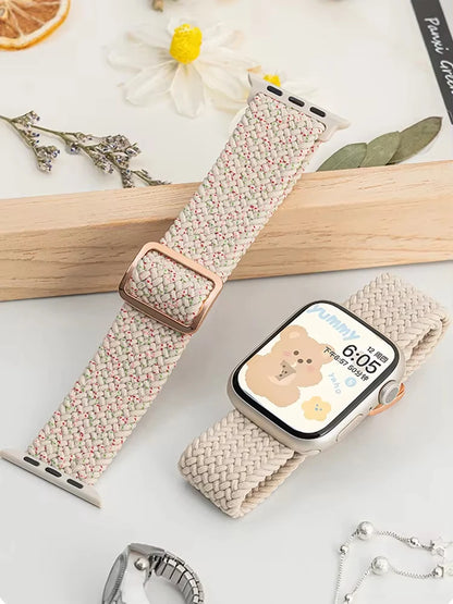 Braided Solo Loop Apple Watch Ultra Band – Elastic Nylon Adjustable Bracelet Strap for iWatch SE, Series 3–9 (38mm–49mm)