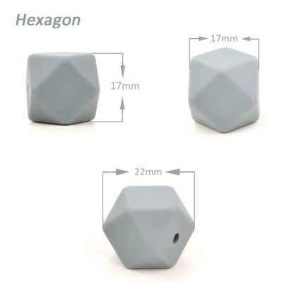 LOFCA 10PCS Hexagon Silicone Beads (14mm/17mm) – DIY Jewelry Making & Pacifier Chain Accessories Bulk Set
