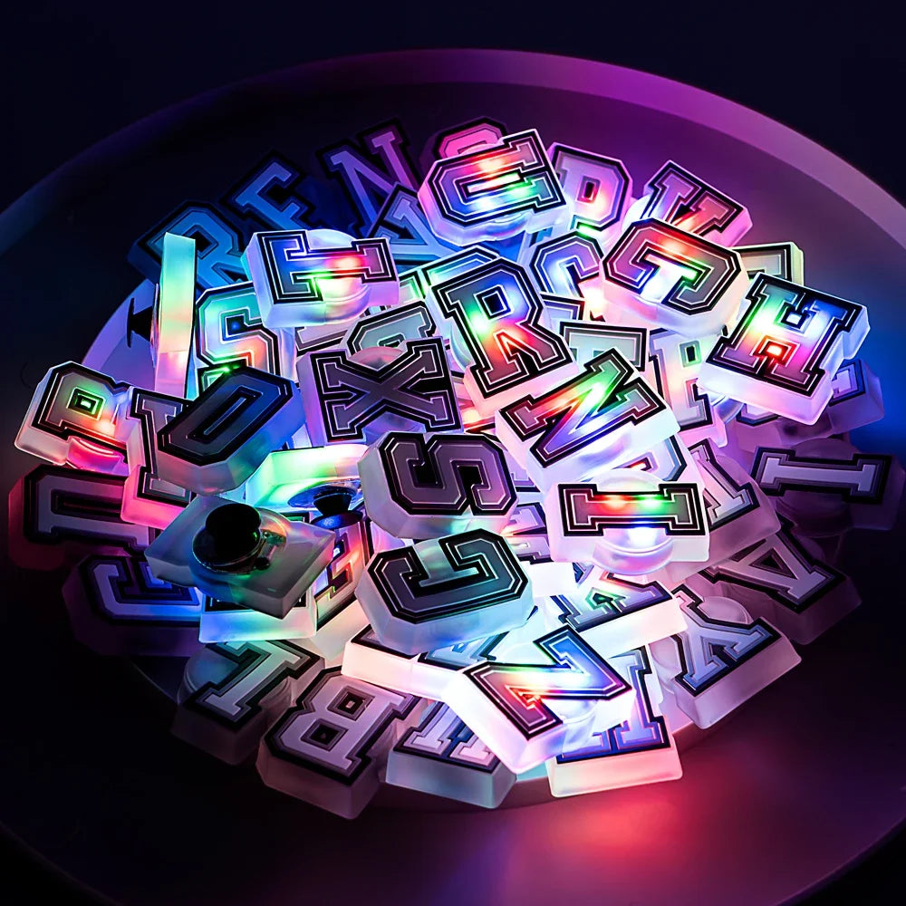 1/26pcs LED Letter Pins – Light-Up Shoe Charms & Accessories for Kids Sandals, Clogs & Gifts