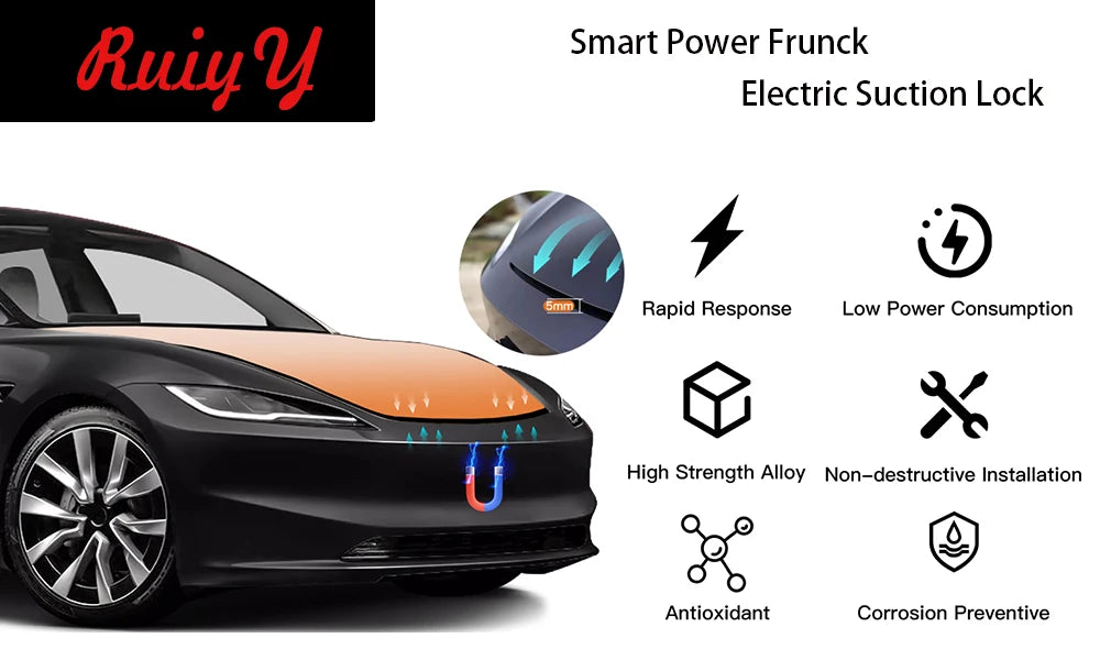 Electric Suction Front Trunk Closer for Tesla Model 3/Y/S/X Highland 2024 – Power Frunk Automatic Soft Closing Lock