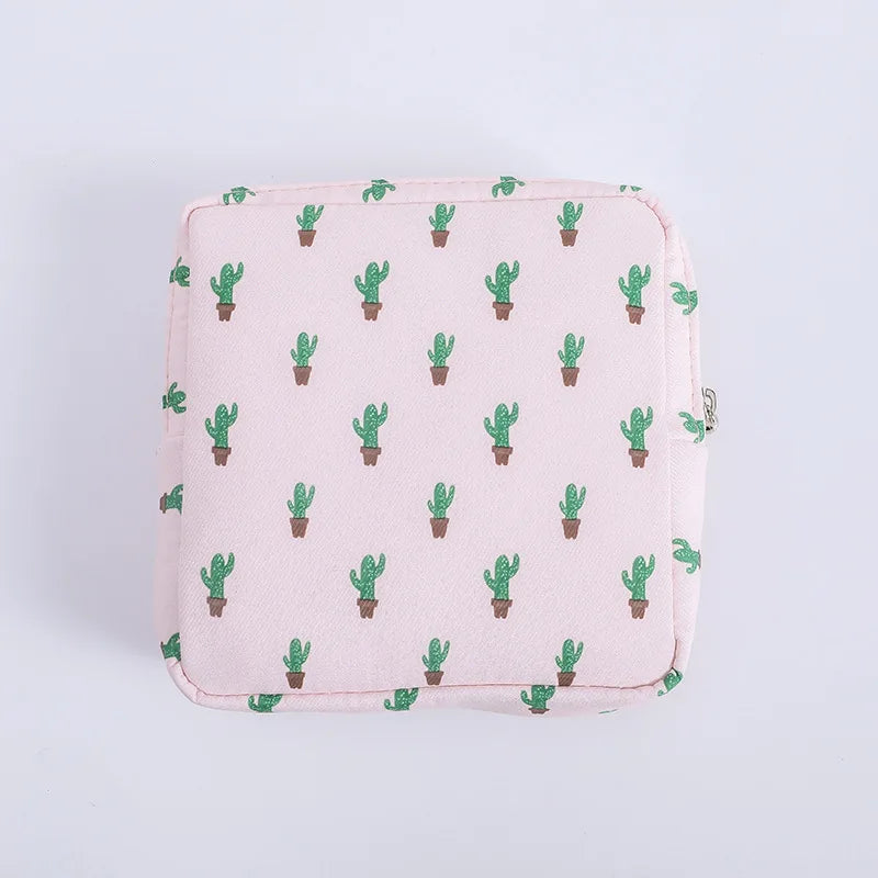 Cute Cartoon Girl Cosmetic Bag – Mini Travel Makeup Organizer for Lipstick, Sanitary Pads & Toiletries