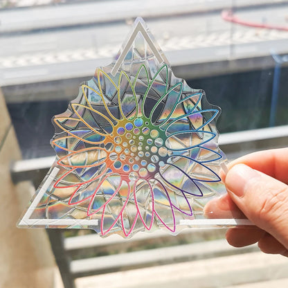 3D Rainbow Sun Catcher Window Film Sticker – Self-Adhesive PVC Light Catching Wall & Glass Decal for Home Decor & Motorcycle Styling