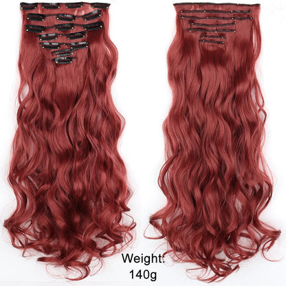 Women’s 7Pcs Hair Extensions with 16 Clips – Natural Black Straight Ombre Hairpiece