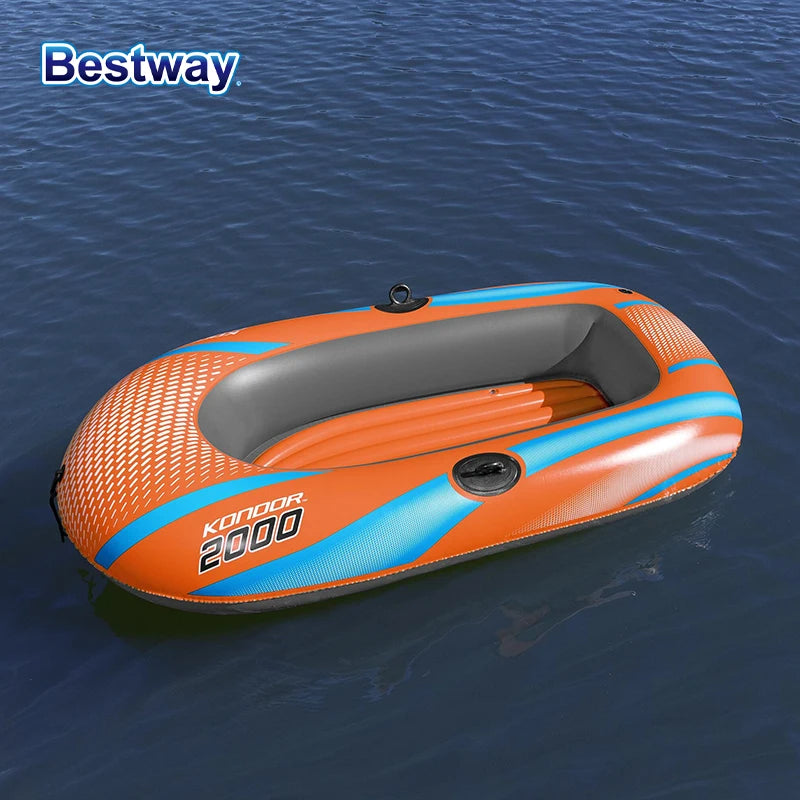 Bestway 61136/61140/61142/61146 Heavy-Duty Inflatable Kayak – 1-3 Person PVC Rafting Boat for Adventure & Thrilling Rides