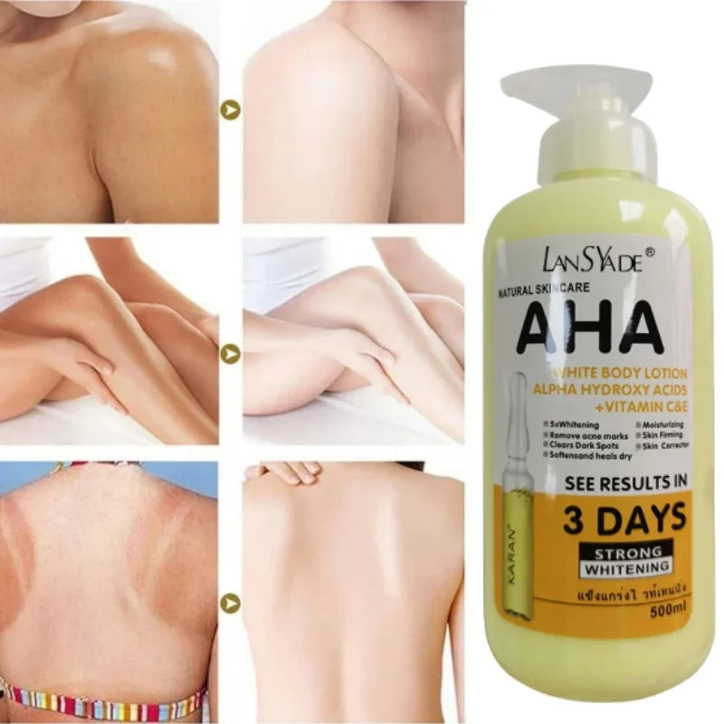 500ml Whitening Body Lotion with Hydroxy Acids, Vitamin C & E – Brightening & Skin Beautifying Smooth Care Cream