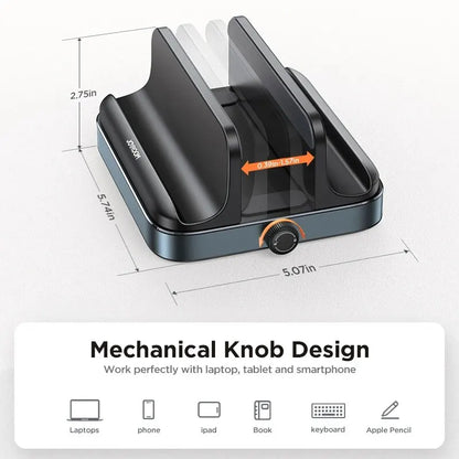 Joyroom Vertical Laptop Stand & Phone Mount Holder - Adjustable Desktop Dock for MacBook, Samsung, HP, Dell