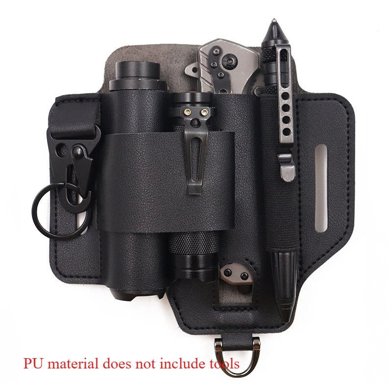 EDC Tactical Tool Holster - Outdoor Waist Storage Pouch for Flashlight, Knife & Wilderness Survival Gear