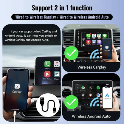 XUDA NEW Wireless CarPlay and Android Auto Adapter - Smart Mini Box, Plug and Play, Fast WiFi Connect - Universal Fit for Nissan