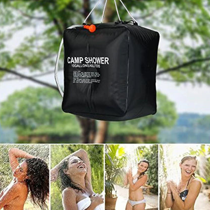 40L Solar Power Camping Shower Bag: Fast Heating Shower Head - Water Storage Bag for Camping, Fishing, Hiking, Bathing