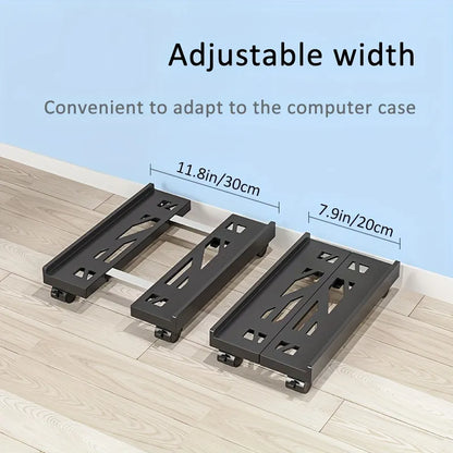 Versatile Adjustable Mobile CPU Stand with Ventilation - PC Tower Holder on 4 Caster Wheels, Perfect Under Desk Solution
