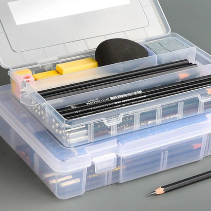 Large Capacity Transparent Pencil Case – Cartoon PP Pen Box & Art Supplies Storage Stationery Organizer