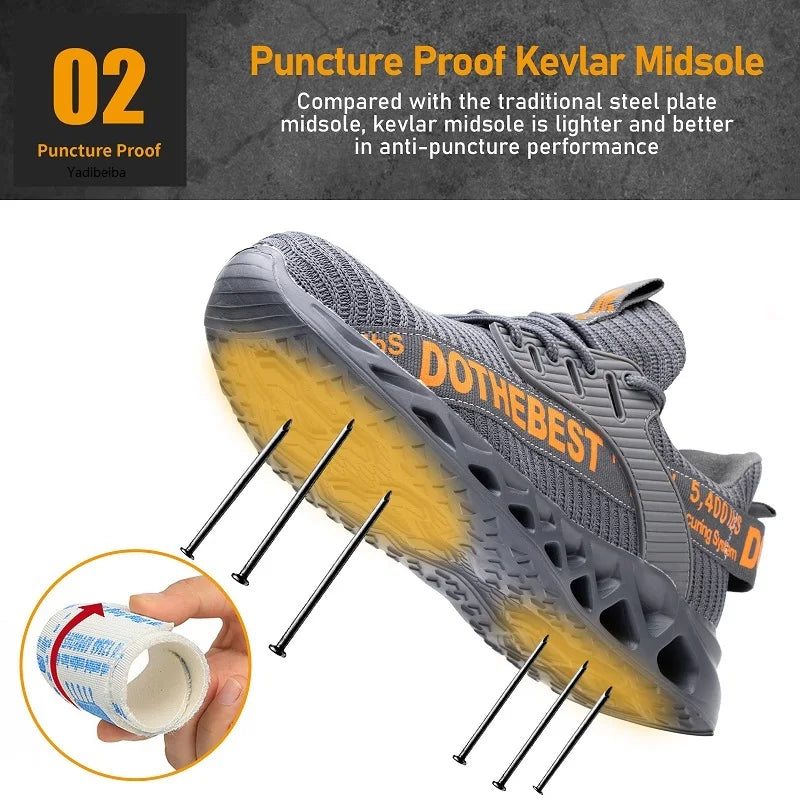 Steel Toe Safety Shoes for Men & Women – Lightweight Puncture-Proof Work Sneakers, Unisex Construction Boots