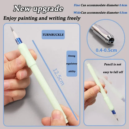 5-Piece Pencil Extender Set – Art Pen Grip & Holder for Sketching, Colored Pencils, School & Office Supplies