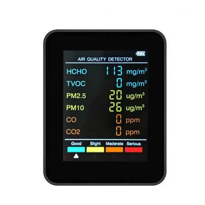 6-in-1 Air Quality Monitor - Multifunctional Indoor Air Detector with Automatic Display for Home & Office