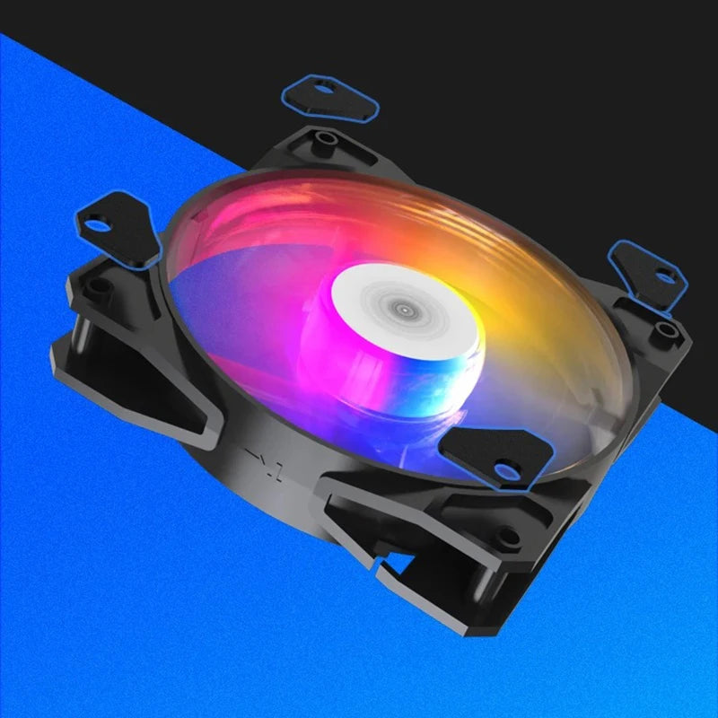 TEUCER P16 120mm RGB PC Case Fan – Silent 4-Pin CPU Cooler with Rainbow Lighting