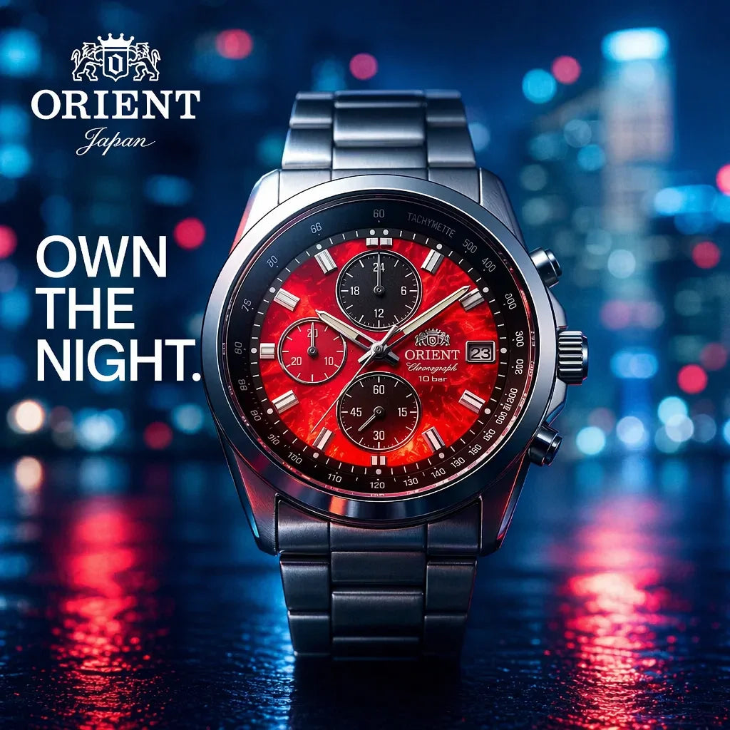Orient Quartz Chronograph Men's Watch - Tachymeter, Date Display, 100M Water Resistant Stainless Steel Sports Wristwatch