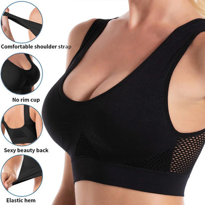 Seamless Mesh Sports Bra for Women – Wireless Shockproof Gym & Yoga Bra, Breathable Plus Size 6XL Running Crop Top