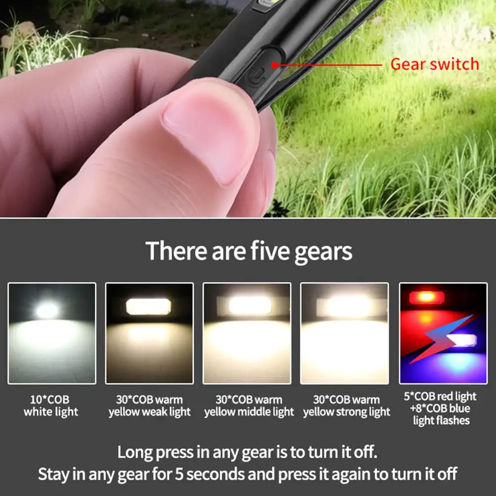 Rechargeable 550LM LED Keychain Flashlight — Mini Pocket Torch Lantern with Magnet for Emergency & Work