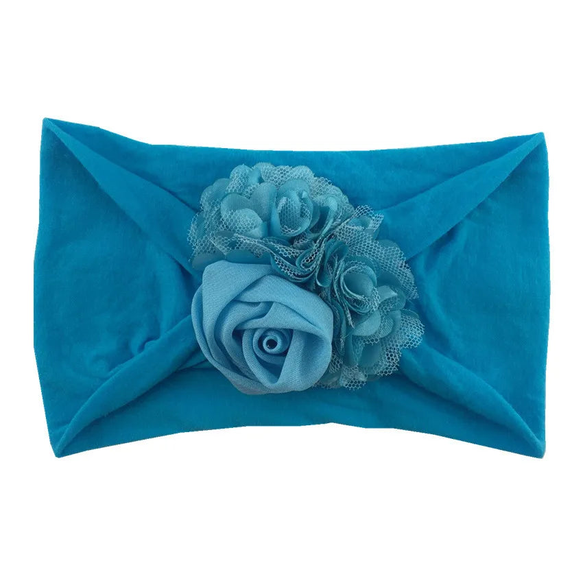 Baby Girls Soft Stretch Flower Headband Wide Nylon Knot Headwrap Kids Hair Band Newborn Photo Prop Accessories