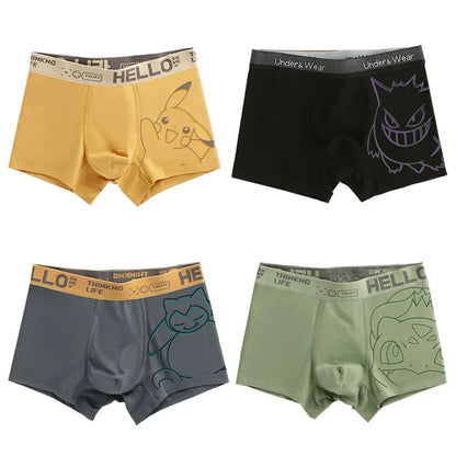 Pokémon Anime Boxer Briefs - Men’s & Boys’ Charmander, Charizard, Bulbasaur, Gengar & Pikachu Underwear