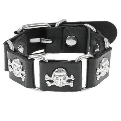 90s Punk Style Bracelet – PU Leather with 3 Rows of Spikes & Square Studs, Fashion Bangle for 2024