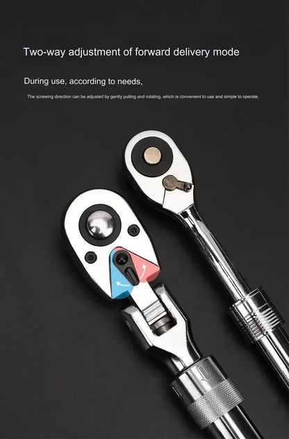 72-Tooth Carbon Steel Retractable Ratchet Wrench — 1/4, 3/8, 1/2 Automatic Quick-Release Multifunctional Hand Tool